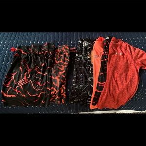 Six Medium T-shirts, Two med shorts